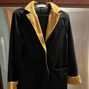 Black with tan trim car coat